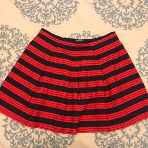 Gap Red and Navy Striped Pleated Skirt